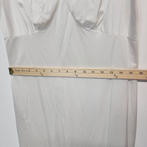 Vintage Vanity Fair Tricot Nylon Slip Nightgown Size 36 S Ivory Midi V-neck Bow - Picture 14 of 16